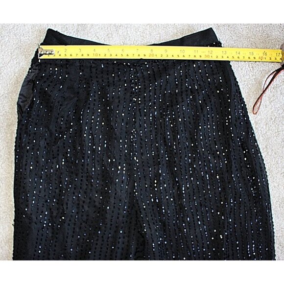 Vintage Glam Rock Beaded (Sequin) Silk Channel Pants - David Bowie Style, M - Picture 9 of 12
